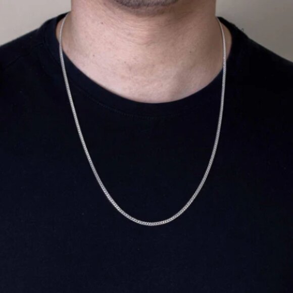 Silver 925 High Polished Solid Curb Chain 2.8mm 22 inches